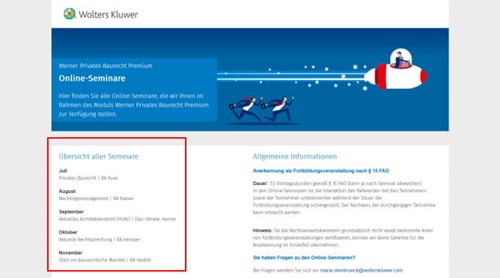 WoltersKluwer Premium-Module mit online-Seminanre
